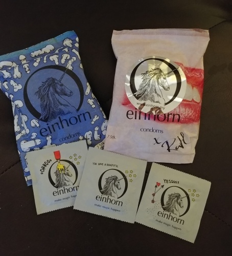 einhorn Kondome im Chipstüten-Format